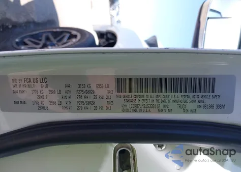 2018 Ram 1500 Big Horn 4X4 5'7 Box z USA, uszkodzony, nr VIN 1C6RR7LM3JS339112